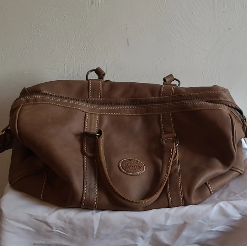 Roots Tan Leather Small Baniff Bag Tribe